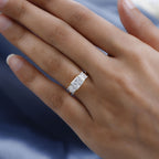 Moissanite 3 Stone Ring in 18K Yellow Gold Vermeil Plated Sterling Silve 2.52 Ct.