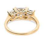 Moissanite 3 Stone Ring in 18K Yellow Gold Vermeil Plated Sterling Silve 2.52 Ct.