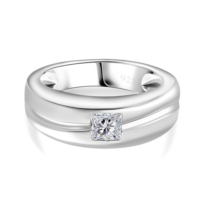 Moissanite Solitaire Ring in Rhodium Overlay Sterling Silver 0.37 ct. 7808714 1
