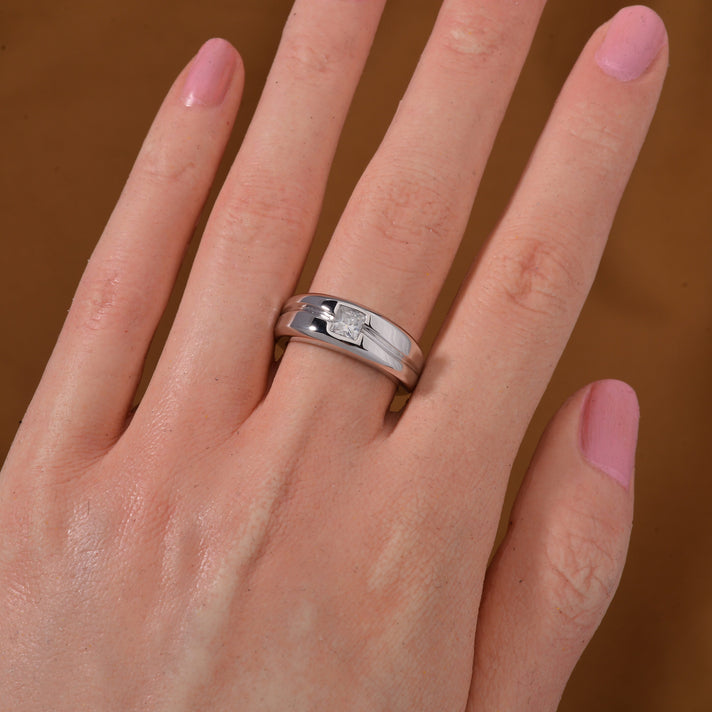 Moissanite Solitaire Ring in Rhodium Overlay Sterling Silver 0.37 ct. 7808714 2
