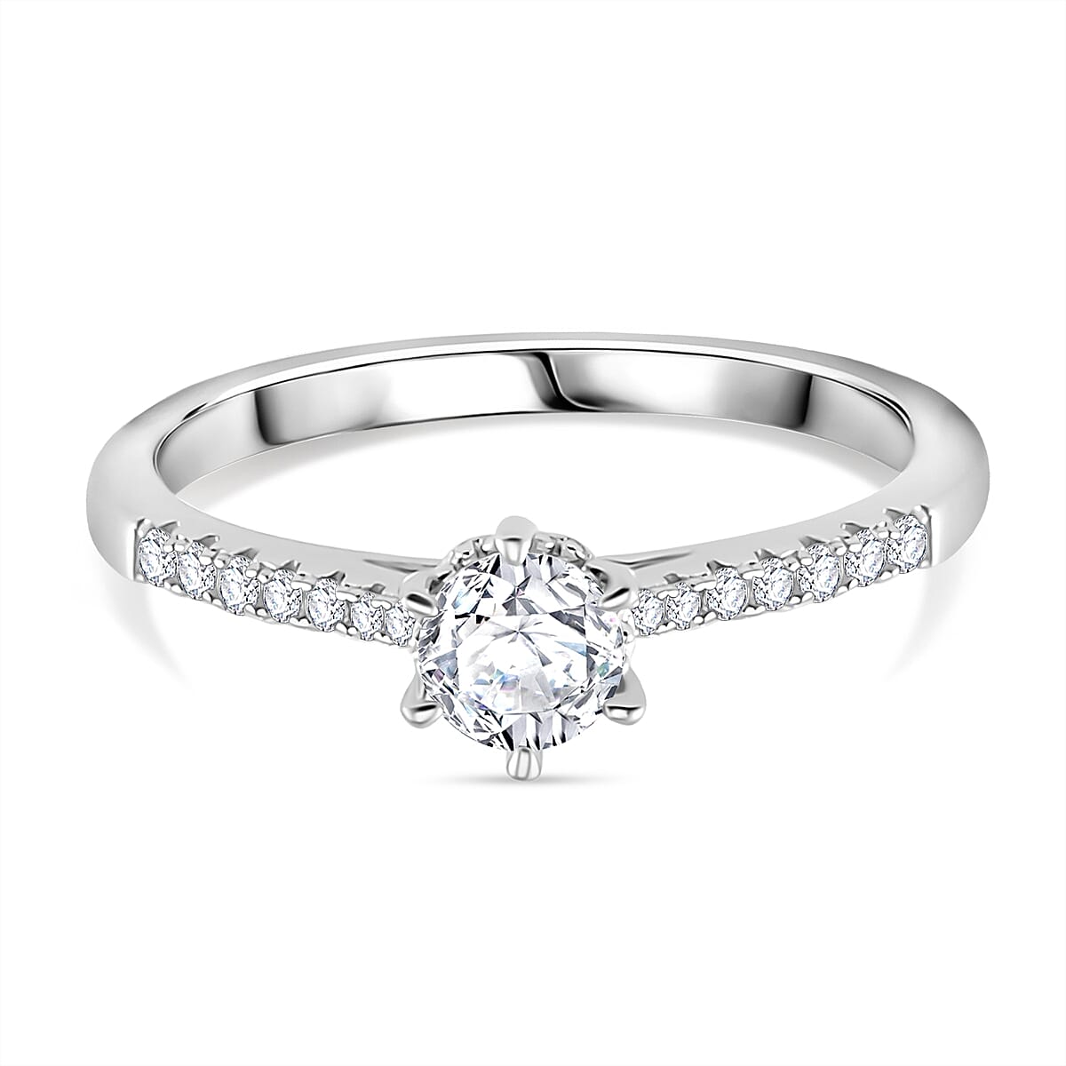 Moissanite Fancy Ring in Rhodium Overlay Sterling Silver 0.42 ct. 7808364 0