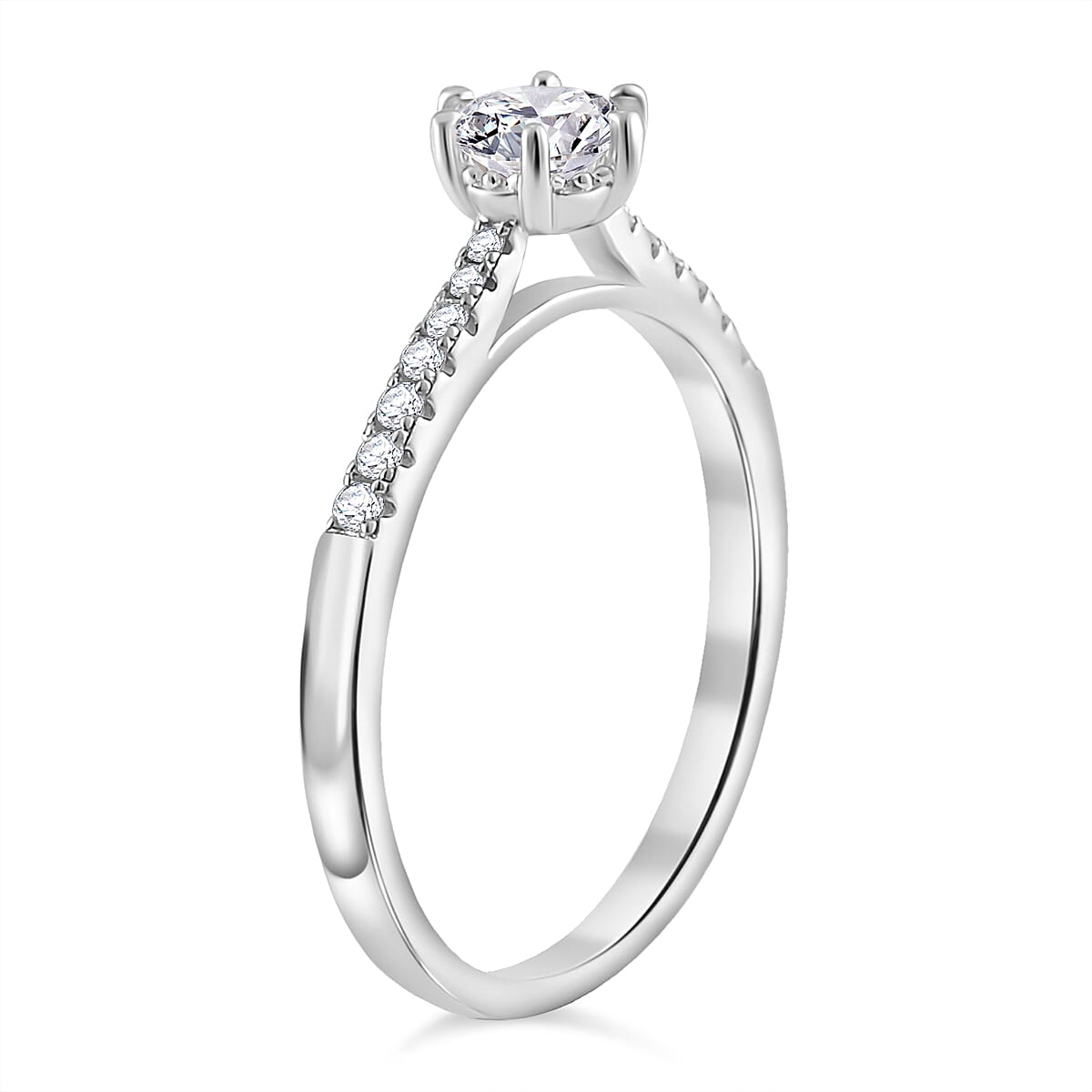 Moissanite Fancy Ring in Rhodium Overlay Sterling Silver 0.42 ct. 7808364 2