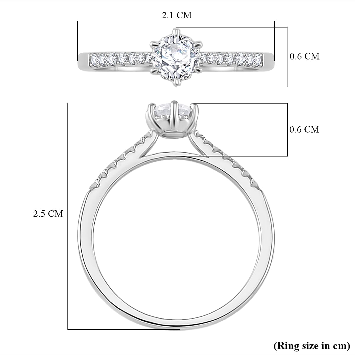 Moissanite Fancy Ring in Rhodium Overlay Sterling Silver 0.42 ct. 7808364 4
