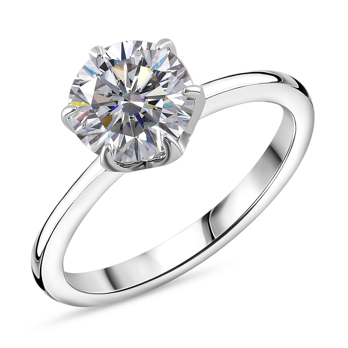 RADIANTA GRA Certified 2 Ct. Moissanite Solitaire Ring in Rhodium Overlay Sterling Silver (D-VVS1) 7972711 0