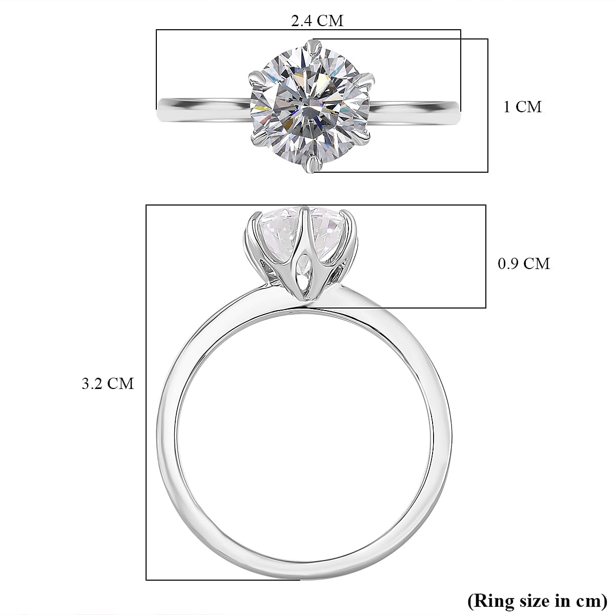 RADIANTA GRA Certified 2 Ct. Moissanite Solitaire Ring in Rhodium Overlay Sterling Silver (D-VVS1) 7972711 6