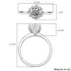 RADIANTA Moissanite - GRA Certified D-VVS1 Moissanite Solitaire Ring in Rhodium Overlay Sterling Silver 2.00 Ct.