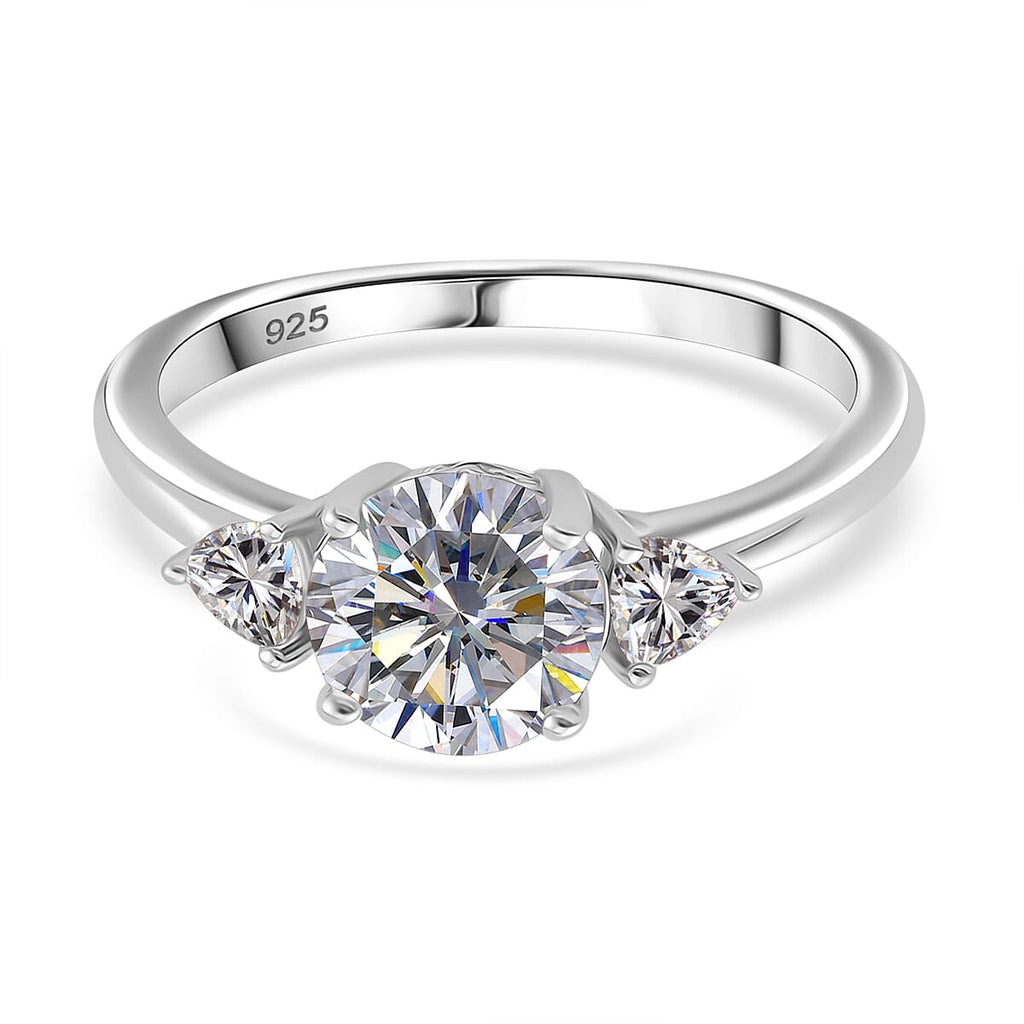 RADIANTA Moissanite - GRA Certified D-VVS1 Moissanite Ring in Rhodium Overlay Sterling Silver 2.07 Ct.