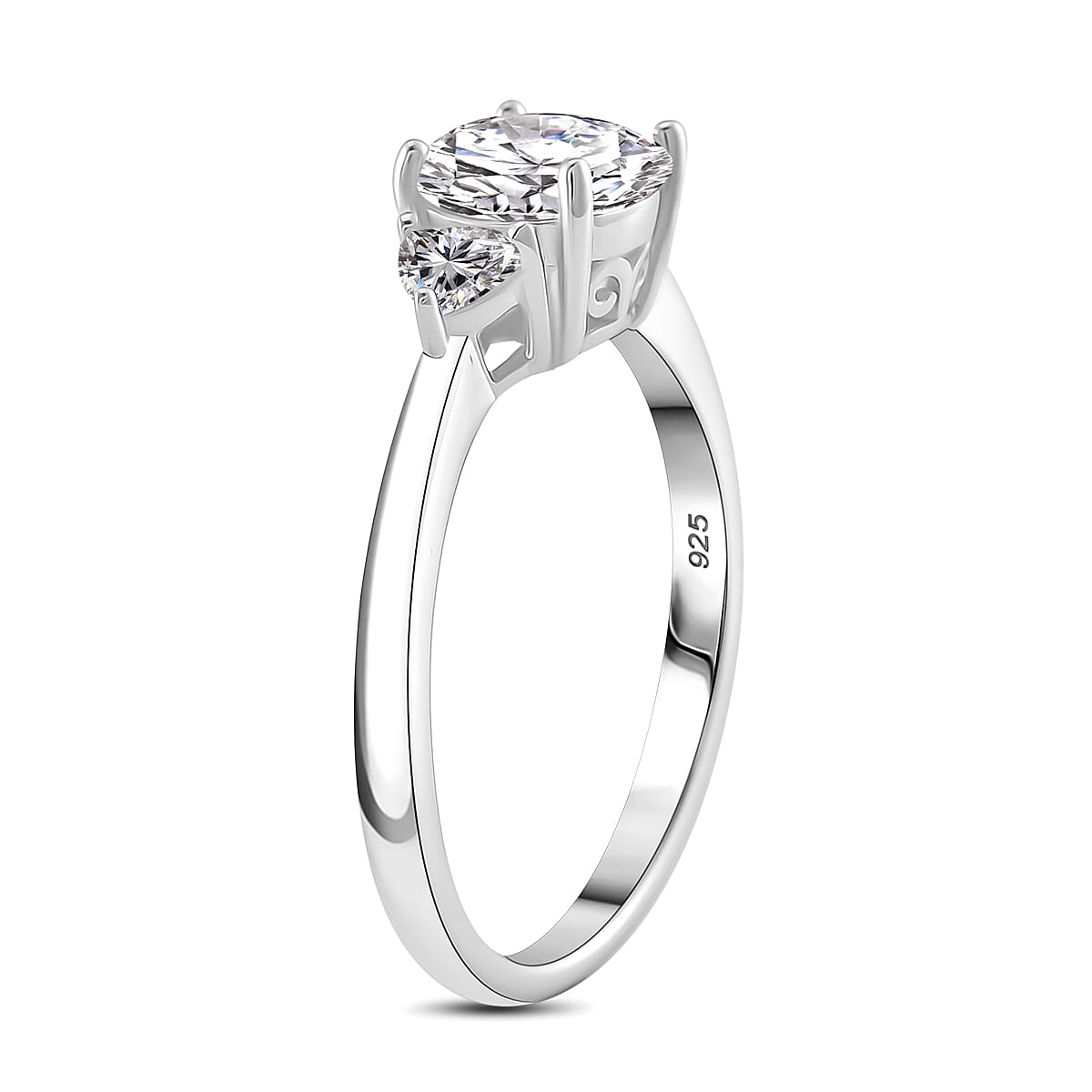 RADIANTA GRA Certified Moissanite D-VVS1 Ring in Rhodium Overlay Sterling Silver 2.07 Ct. 7972749 4