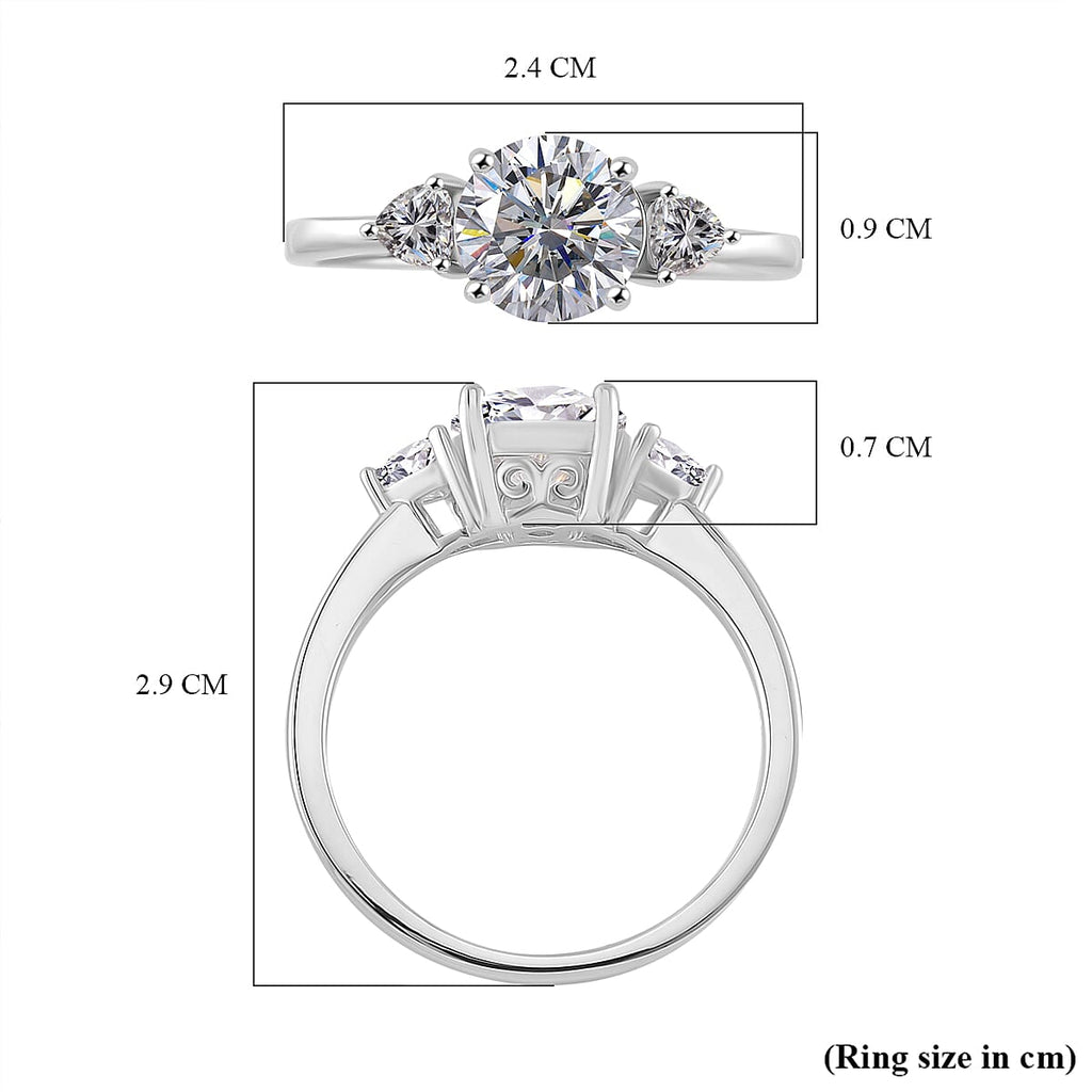 RADIANTA Moissanite - GRA Certified D-VVS1 Moissanite Ring in Rhodium Overlay Sterling Silver 2.07 Ct.