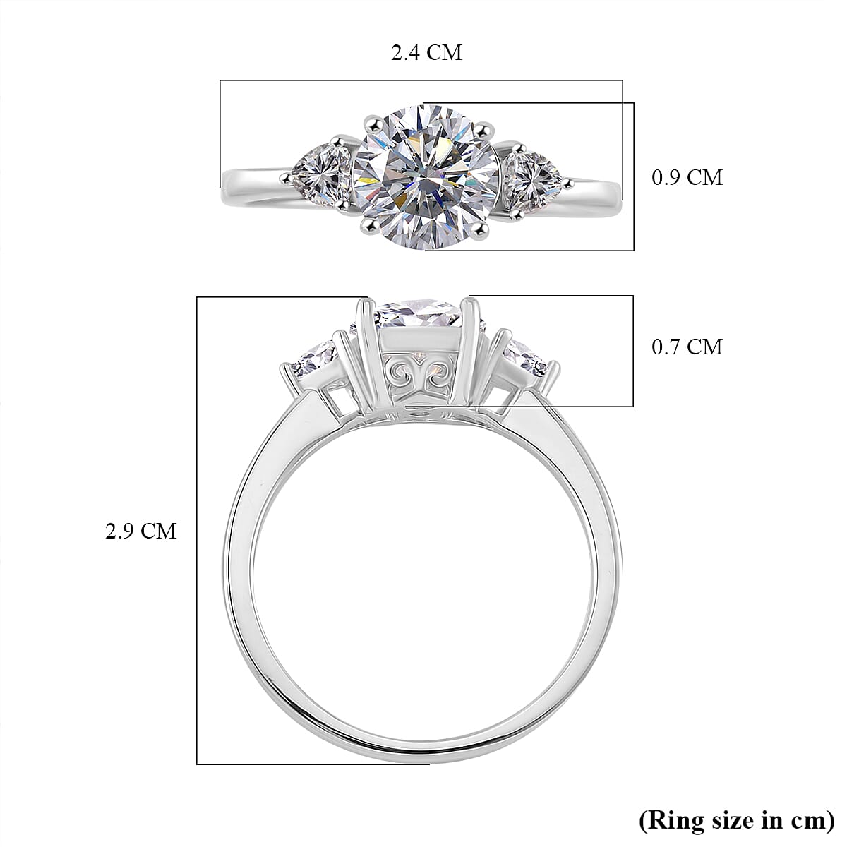 RADIANTA GRA Certified Moissanite D-VVS1 Ring in Rhodium Overlay Sterling Silver 2.07 Ct. 7972749 6