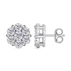 Moissanite Floral Earrings (With Push Back) in Platinum Overlay Sterling Silver 1.554 Ct.