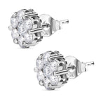 Moissanite Floral Earrings (With Push Back) in Platinum Overlay Sterling Silver 1.554 Ct.