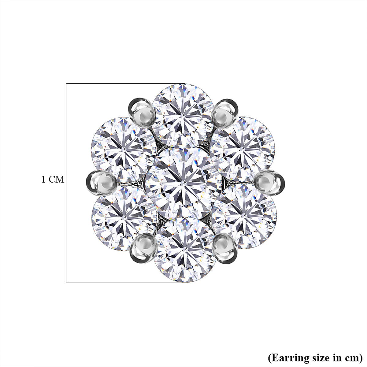Moissanite Floral Earrings (With Push Back) in Platinum Overlay Sterling Silver 1.554 Ct. 7320545 5