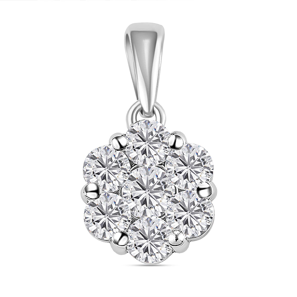 Moissanite Floral Pendant in Platinum Plated Sterling Silver 1.18 Ct. 8853501 0