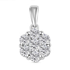 Moissanite Cluster Floral Pendant in Platinum Overlay Sterling Silver 1.18 Ct.