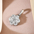 Moissanite Cluster Floral Pendant in Platinum Overlay Sterling Silver 1.18 Ct.