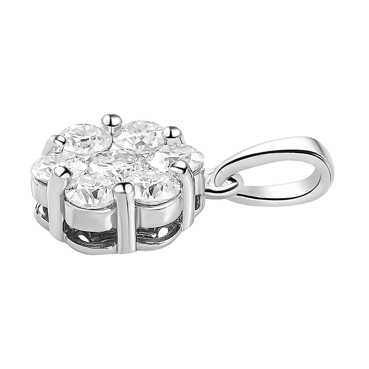Moissanite Floral Pendant in Platinum Plated Sterling Silver 1.18 Ct. 8853501 4