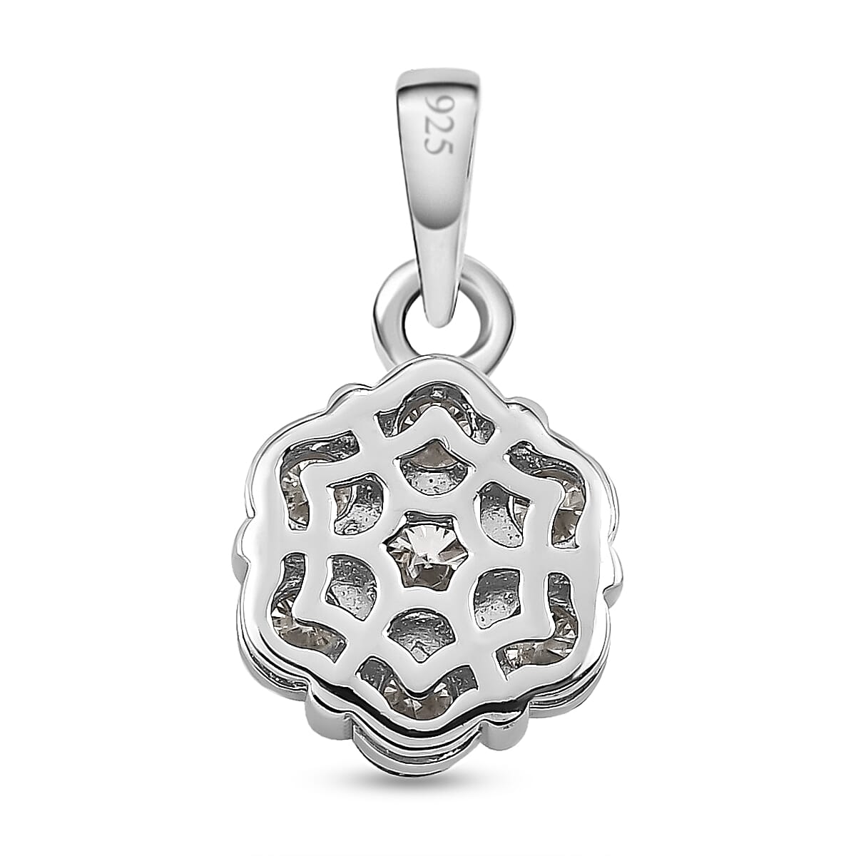 Moissanite Floral Pendant in Platinum Plated Sterling Silver 1.18 Ct. 8853501 5