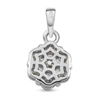 Moissanite Cluster Floral Pendant in Platinum Overlay Sterling Silver 1.18 Ct.
