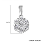 Moissanite Cluster Floral Pendant in Platinum Overlay Sterling Silver 1.18 Ct.