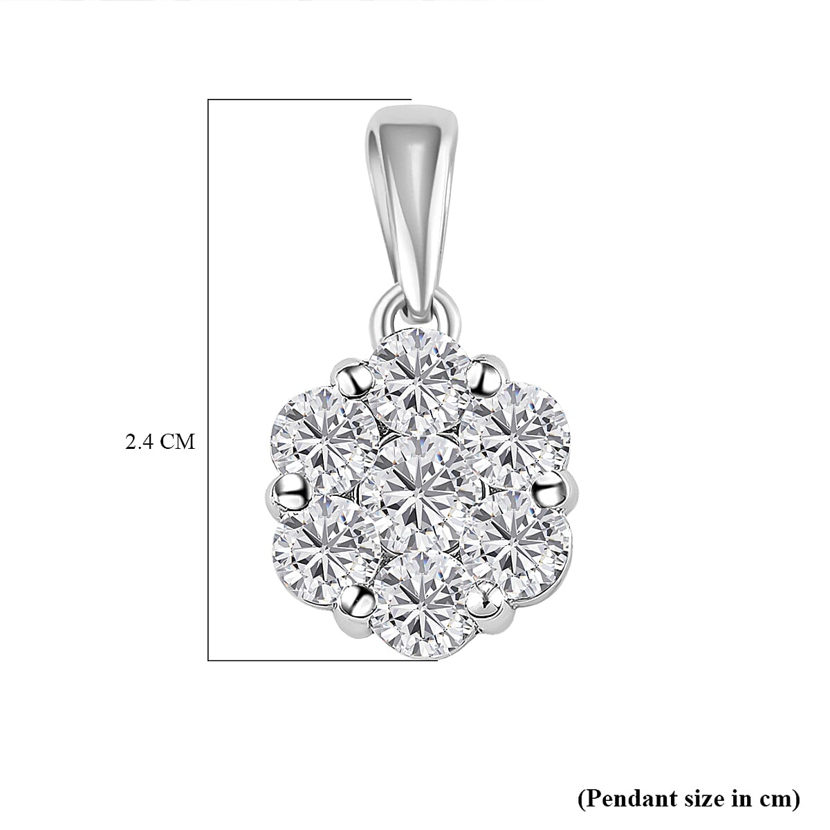 Moissanite Floral Pendant in Platinum Plated Sterling Silver 1.18 Ct. 8853501 6