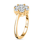 Moissanite Floral Ring in 18K Vermeil Yellow Gold Plated Sterling Silver 1.30 Ct.