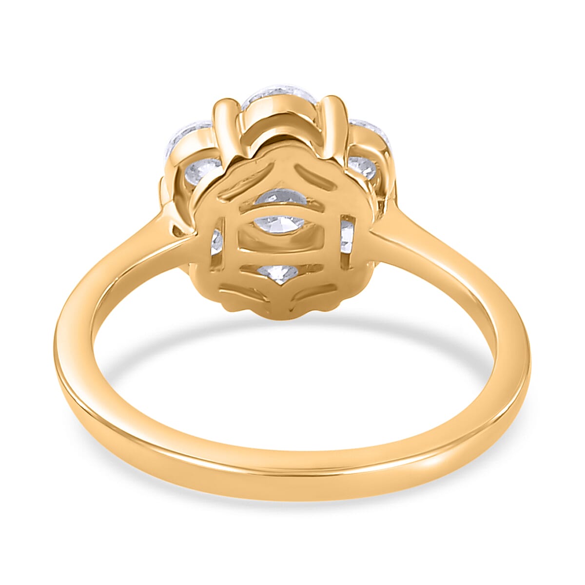 Moissanite Floral Ring in 18K Yellow Gold Vermeil Plated Sterling Silver 1.30 Ct. 7783979 4