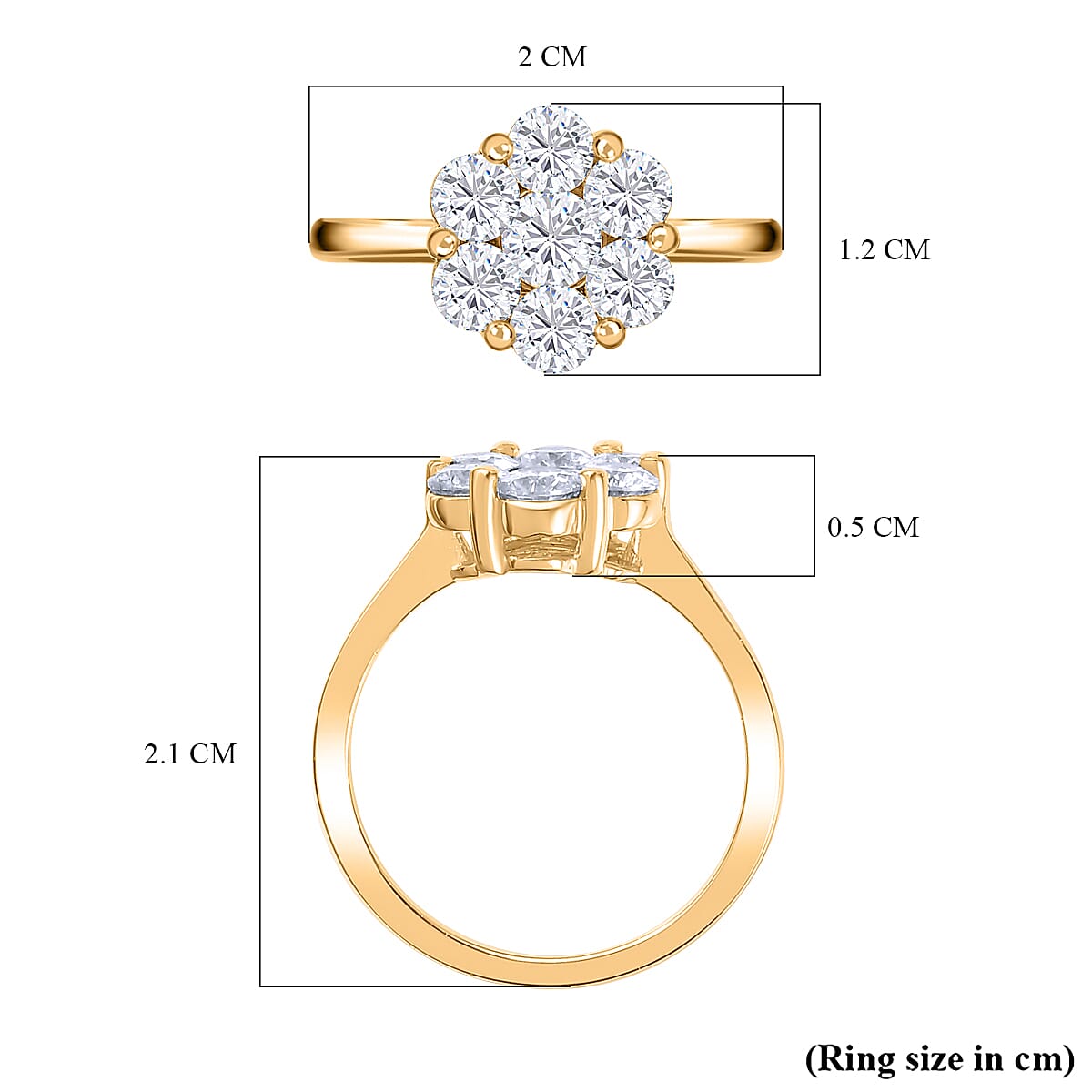 Moissanite Floral Ring in 18K Yellow Gold Vermeil Plated Sterling Silver 1.30 Ct. 7783979 5