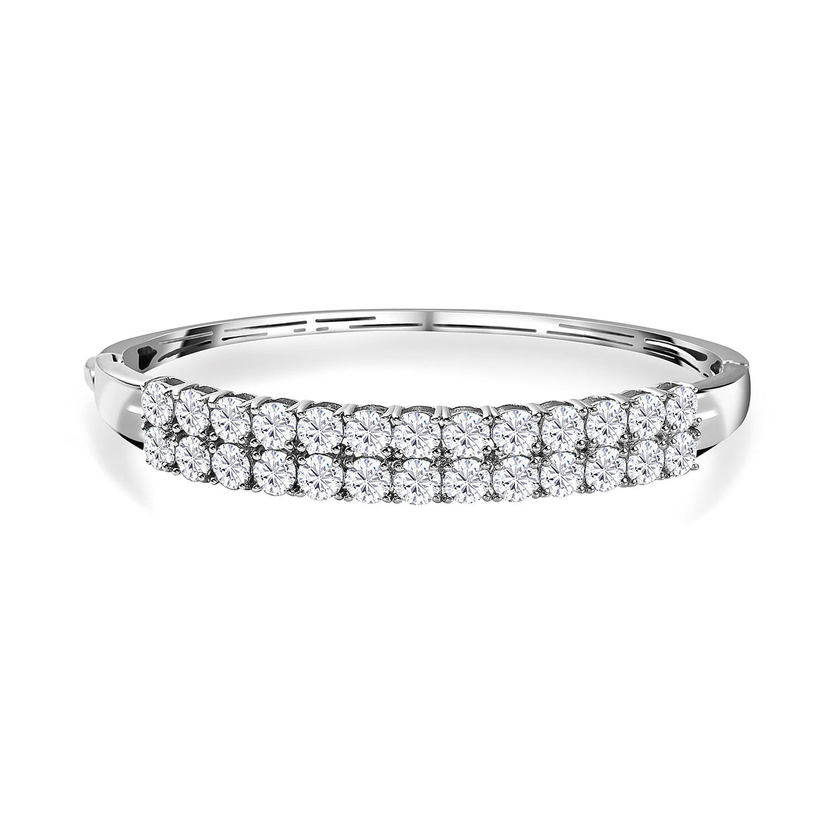 11.54 CT Moissanite Full Bangle Size 7.5 Inch in Platinum Overlay Sterling Silver 7170016 0