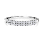 Moissanite Full Bangle (Size - 7.5) in Platinum Overlay Sterling Silver 12.01 Ct, Silver Wt. 17.55 Gms.