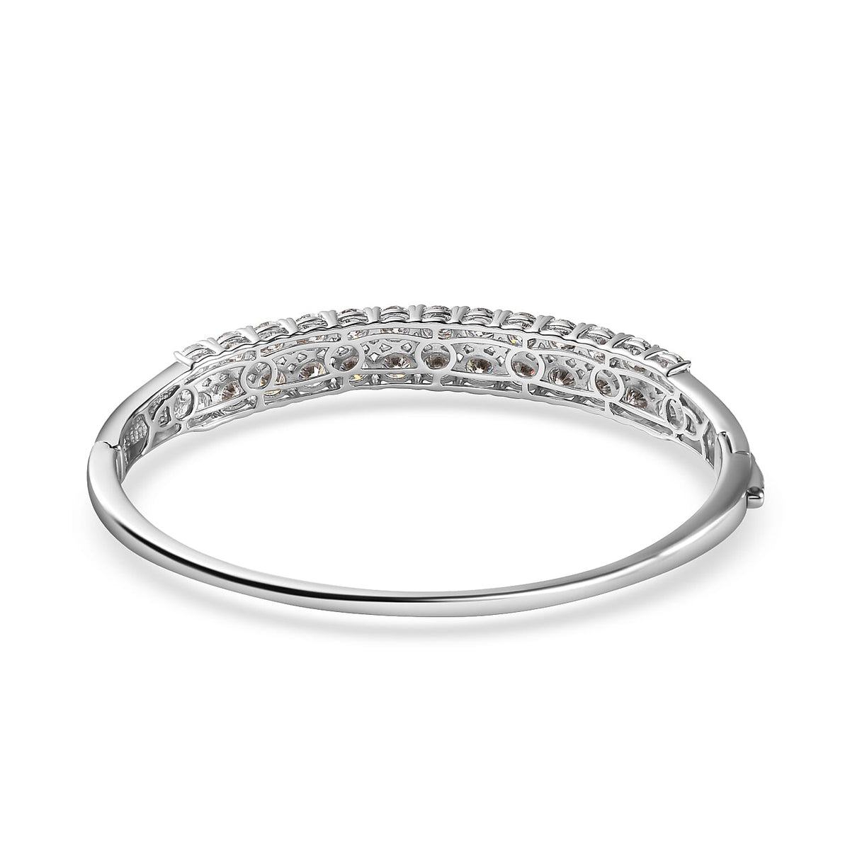 11.54 CT Moissanite Full Bangle Size 7.5 Inch in Platinum Overlay Sterling Silver 7170016 5
