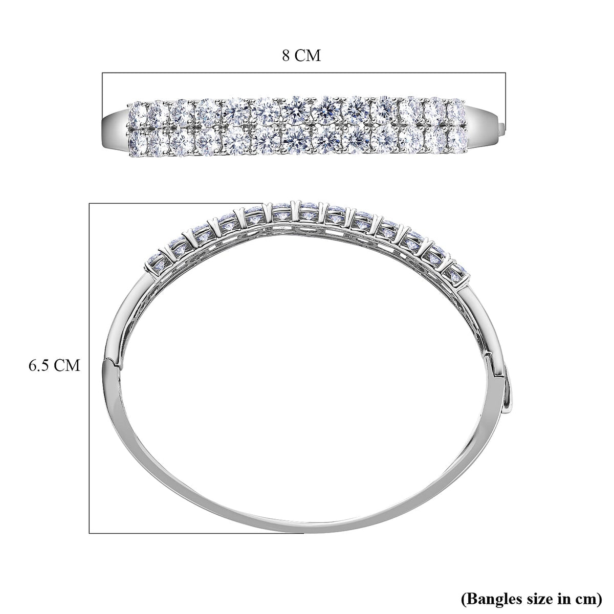 11.54 CT Moissanite Full Bangle Size 7.5 Inch in Platinum Overlay Sterling Silver 7170016 6