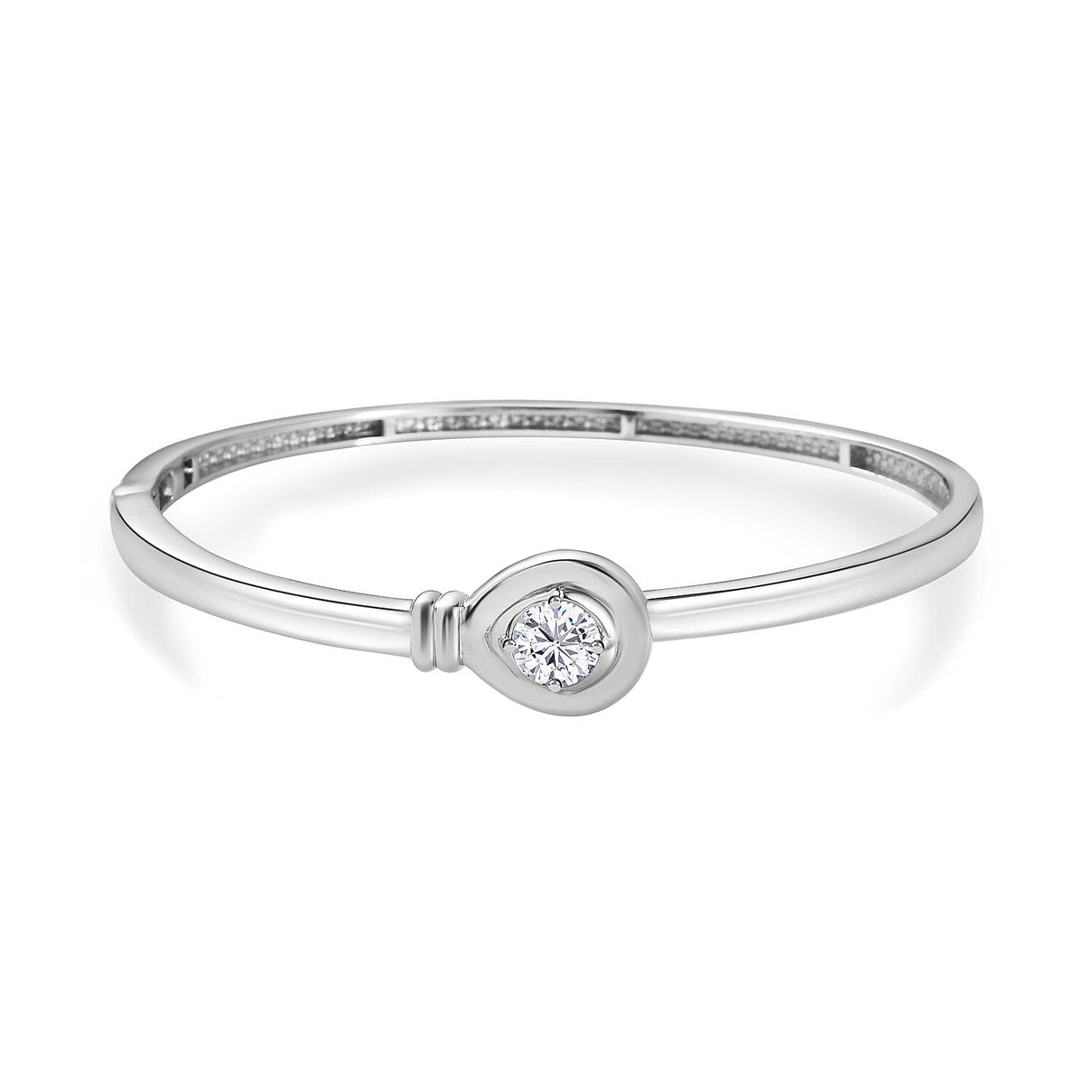 Moissanite Bangle (Size - 7.5) in Platinum Overlay Sterling Silver 1.15 Ct, Silver Wt 18.40 Gms 7684724 0