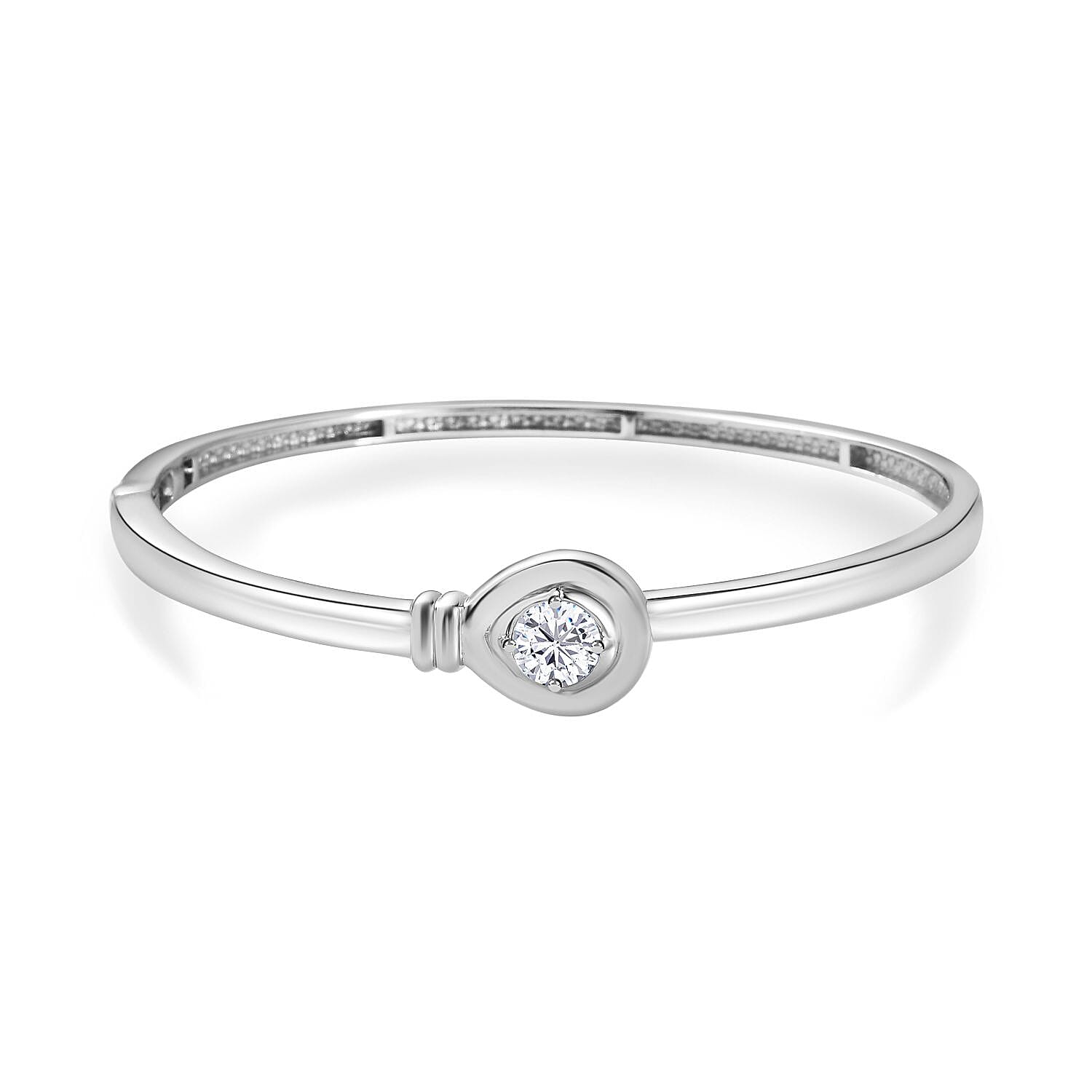Moissanite Bangle (Size - 7.5) in Platinum Overlay Sterling Silver 1.15 Ct, Silver Wt 18.40 Gms 7684724 0