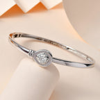 Moissanite Bangle (Size - 7.5) in Platinum Overlay Sterling Silver 1.15 Ct, Silver Wt 18.40 Gms