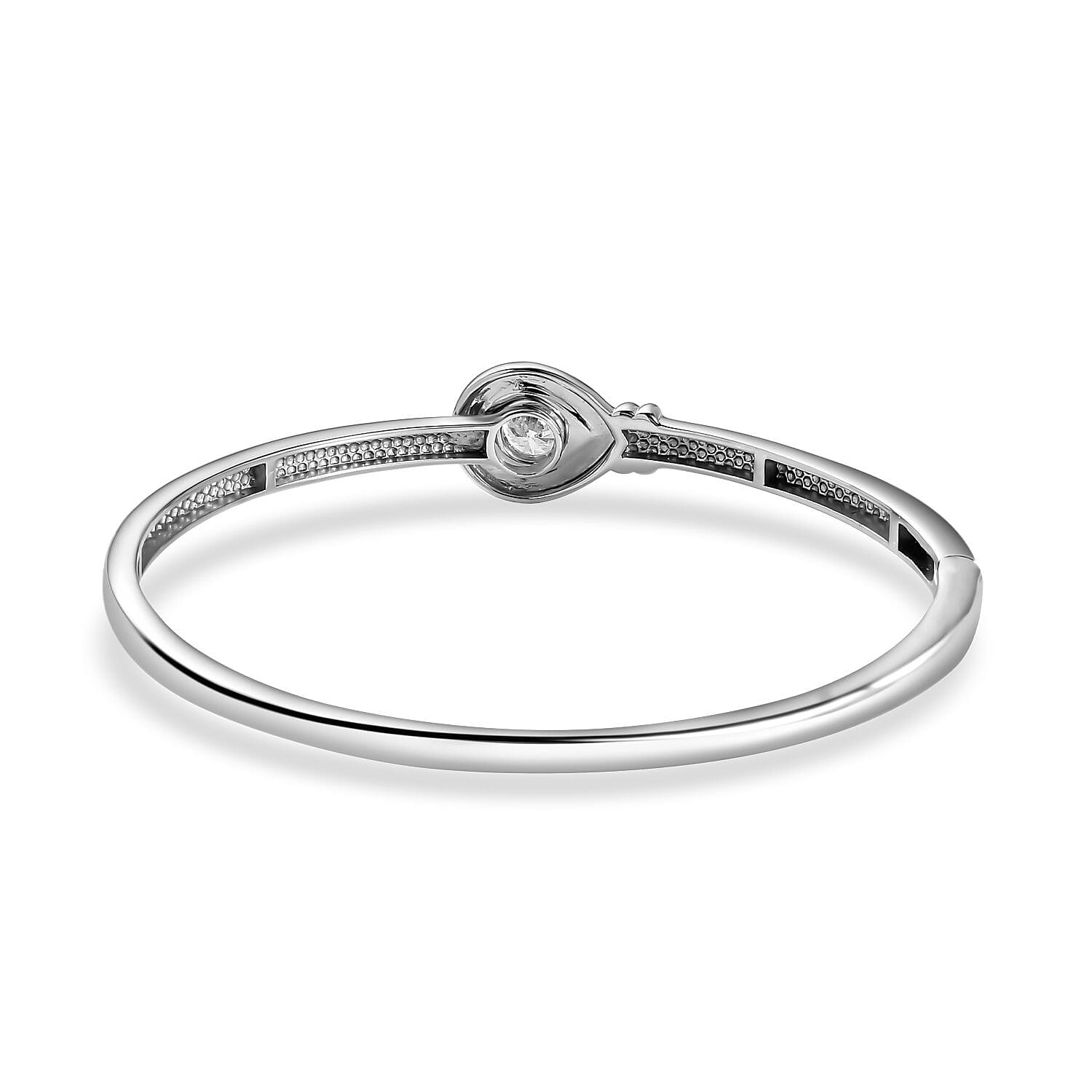 Moissanite Bangle (Size - 7.5) in Platinum Overlay Sterling Silver 1.15 Ct, Silver Wt 18.40 Gms 7684724 4