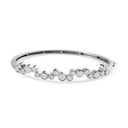 Moissanite Bangle (Size 7.5) in Platinum Overlay Sterling Silver 2.49 Ct, Silver Wt 14.14 Gms.