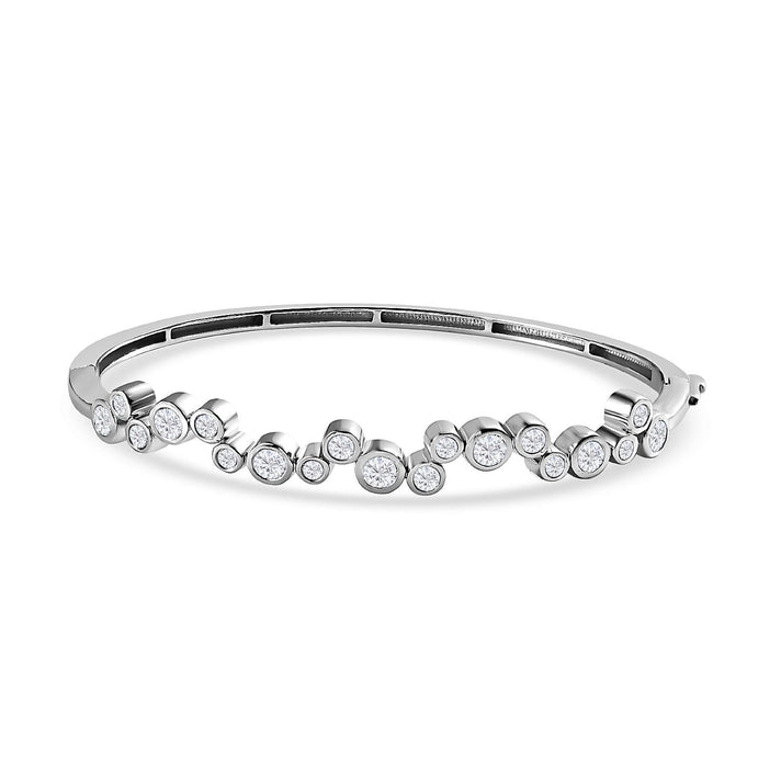 Moissanite Bubble Bangle (Size 7.5) in Platinum Overlay Sterling Silver, Silver Wt 14.57 GM 7668920 1