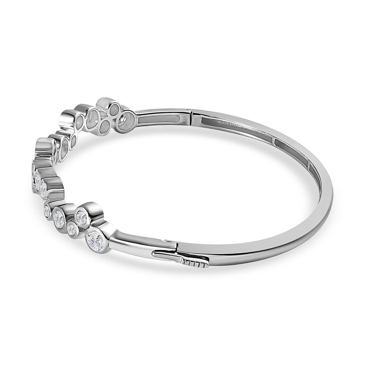 Moissanite Bubble Bangle (Size 7.5) in Platinum Overlay Sterling Silver, Silver Wt 14.57 GM 7668920 4