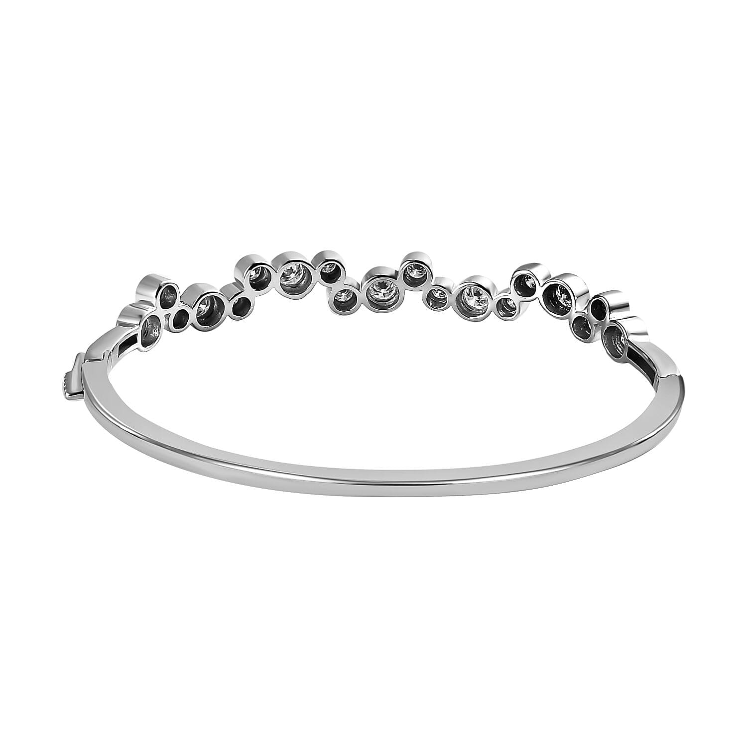 Moissanite Bubble Bangle (Size 7.5) in Platinum Overlay Sterling Silver, Silver Wt 14.57 GM 7668920 5