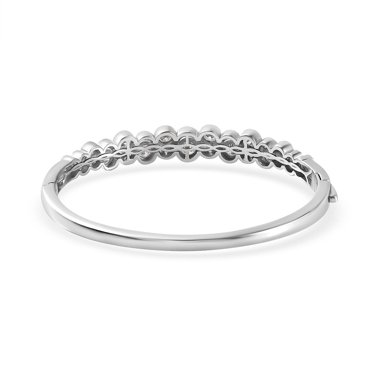 Moissanite Bubble Openable Bangle in Platinum Overlay Sterling Silver 4.71 ct,  Silver Wt. 20 Gms  4.354  Ct. 7706724 5