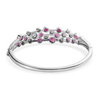 African Ruby & Moissanite Bangle (Size 7.5) in Platinum Overlay Sterling Silver 7.40 Ct, Silver Wt. 21.45 Gms.