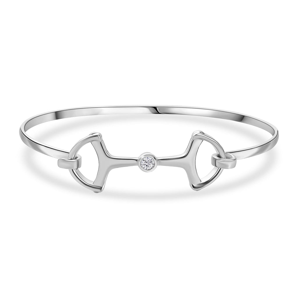 Designer Inspired - Snaffle Bangle (Size 7.5) in Rhodium Overlay Sterling Silver, Silver Wt. 8.25 Gms