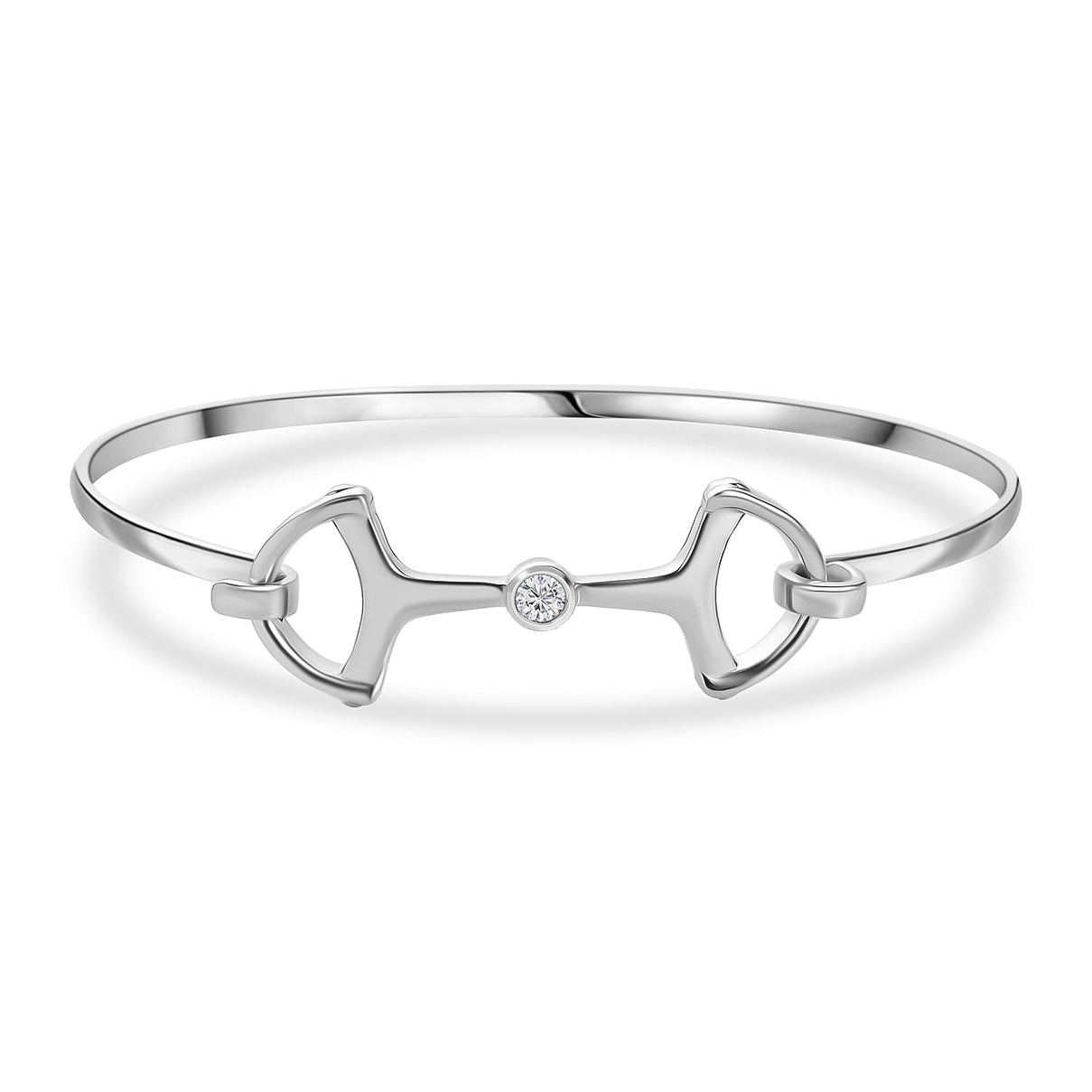 Moissanite Full Bangle in Rhodium Overlay Sterling Silver 8055549 0