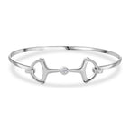 Designer Inspired - Snaffle Bangle (Size 7.5) in Rhodium Overlay Sterling Silver, Silver Wt. 8.25 Gms
