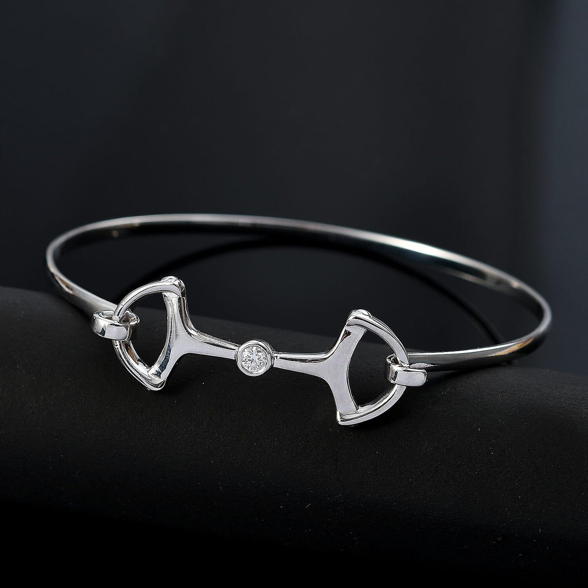 Moissanite Full Bangle in Rhodium Overlay Sterling Silver 8055549 2