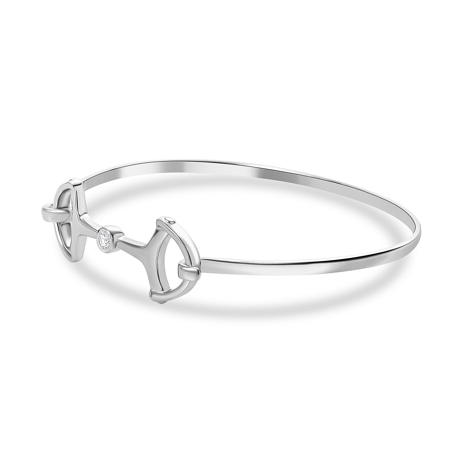 Moissanite Full Bangle in Rhodium Overlay Sterling Silver 8055549 4