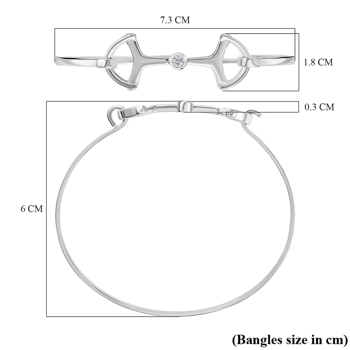 Moissanite Full Bangle in Rhodium Overlay Sterling Silver 8055549 6