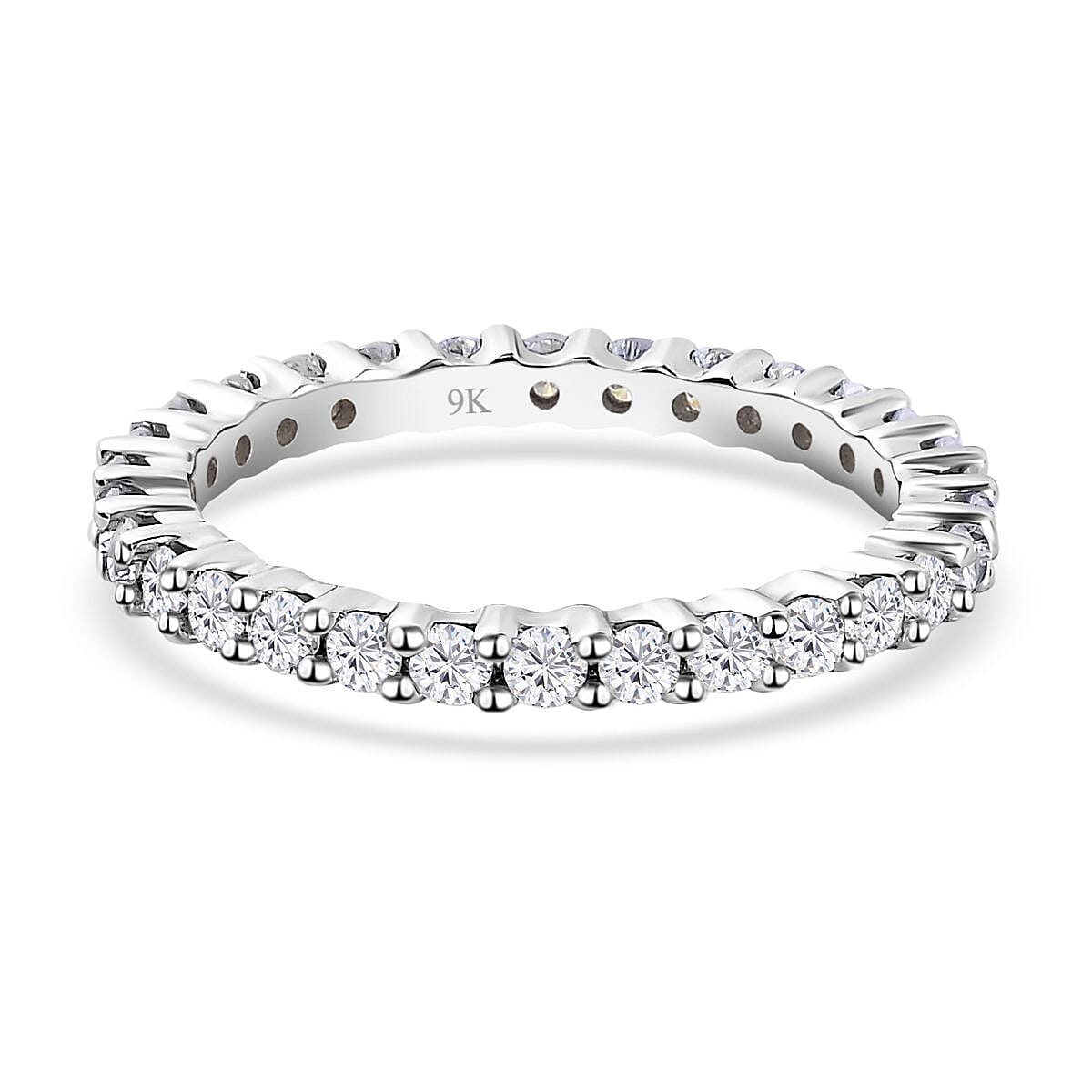 9K White Gold Moissanite Eternity Band Ring V32549484 0