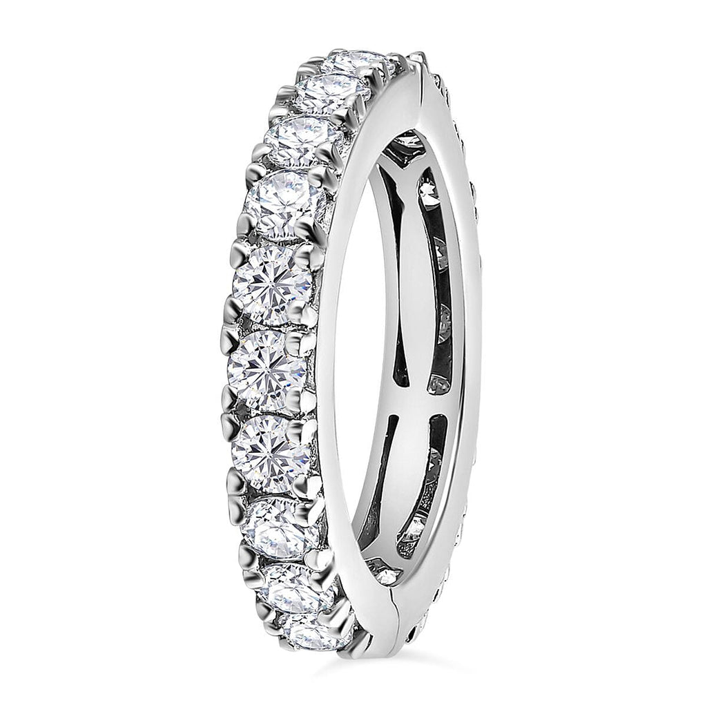Moissanite Full Eternity Band Ring in Platinum Overlay Sterling Silver 1.96 Ct.